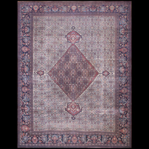 Antique Moud Rug - 17822 | Persian Formal 9' 2'' x 11' 9'' | Ivory, Origin Persia, Circa: 1890