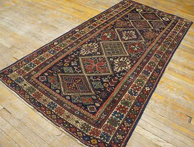 Antique Caucasian Rug - 18174 | Caucasian 3' 6'' x 7' 4'' | Blue, Origin Caucasus, Circa: 1900