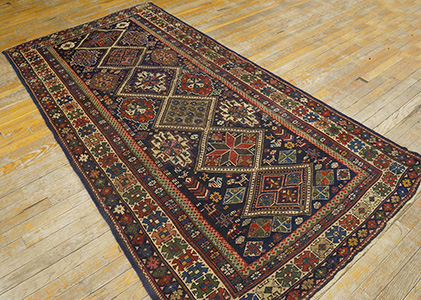 Antique Caucasian Rug - 18174 | Caucasian 3' 6'' x 7' 4'' | Blue, Origin Caucasus, Circa: 1900