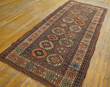 Antique Caucasian Rug - 18589 | Caucasian 4' 0'' x 9' 0'' | Ocher, Origin Caucasus, Circa: 1900