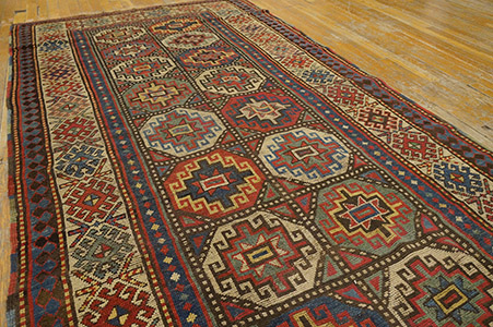 Antique Caucasian Rug - 18589 | Caucasian 4' 0'' x 9' 0'' | Ocher, Origin Caucasus, Circa: 1900