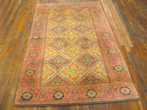 Antique Agra - Cotton Rug - 19439 | Indian 4' 0'' x 7' 0'' | Green, Origin India, Circa: 1920