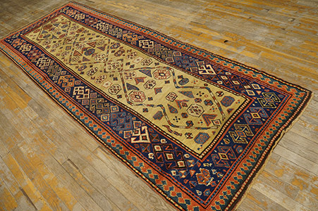 Antique Caucasian - Kazak Rug - 19879 | Caucasian 3' 7'' x 9' 9'' | Ivory, Origin Caucasus, Circa: 1890