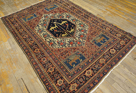 Antique Senneh Rug - 20002 | Persian Formal 4' 8'' x 6' 6'' | Ivory, Origin Persia, Circa: 1880