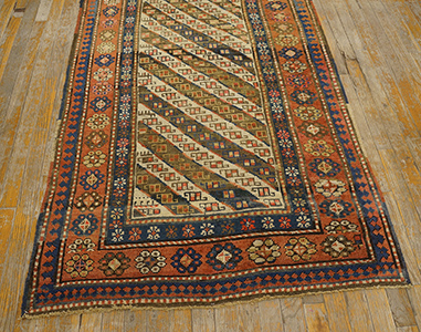 Antique Caucasian - Ganjeh Rug - 20012 | Caucasian 3' 6'' x 8' 4'' | Ivory, Origin Caucasus, Circa: 1890