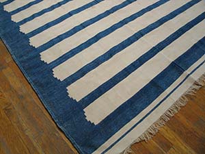 Antique Dhurrie Rug - 21065 | Indian 10' 8'' x 22' 0'' | Blue, Origin India, Circa: 1930