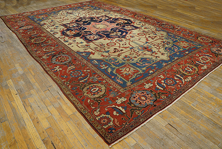 Antique Serapi Rug - 21217 | Persian Informal 9' 6'' x 14' 6'' | Ivory, Origin Persia, Circa: 1880