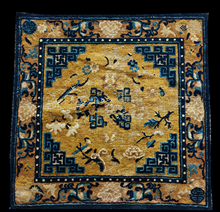 Antique Chinese - Ningxia Rug - 21521 | Chinese 2' 4'' x 2' 4'' | Gold, Origin China, Circa: 1800