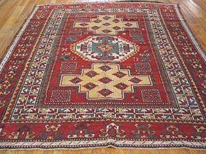 Antique Caucasian Rug - 21736 | Caucasian 6' 8'' x 7' 9'' | Red, Origin Caucasus, Circa: 1900