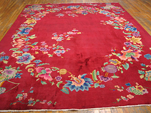 Antique Chinese - Art Deco Rug - 21880 | Chinese 8' 9'' x 11' 6'' | Red, Origin China, Circa: 1930