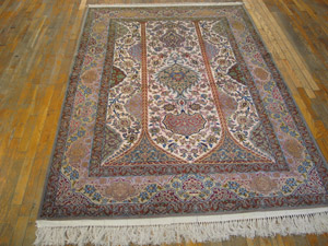 Antique Isfahan Rug - 40-2791 | Persian Formal 5' 3'' x 7' 9'' | Ivory, Origin Persia, Circa: 1950