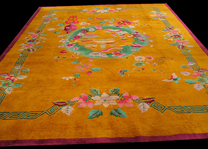 Antique Chinese - Art Deco Rug - 21959 | Chinese 9' 0'' x 11' 8'' | Gold, Origin China, Circa: 1920