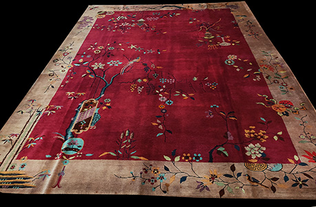 Antique Chinese - Art Deco Rug - 22376 | Chinese 9' 0'' x 11' 6'' | Red, Origin China, Circa: 1920