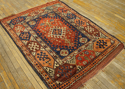 Antique Konya Rug - 6280 | Turkish Village 4' 1'' x 5' 2'' | Red, Origin Turkey, Circa: 1870