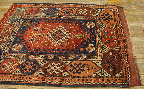 Antique Konya Rug - 6280 | Turkish Village 4' 1'' x 5' 2'' | Red, Origin Turkey, Circa: 1870