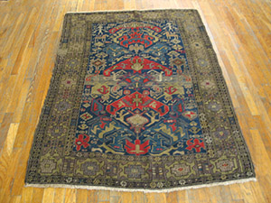 Antique Caucasian Rug - 6495 | Caucasian 4' 2'' x 5' 9'' | Navy, Origin Caucasus, Circa: 1930