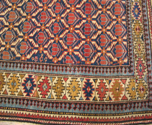 Antique Caucasian Rug - 19618 | Caucasian 4' 0'' x 4' 8'' | Navy, Origin Caucasus, Circa: 1900