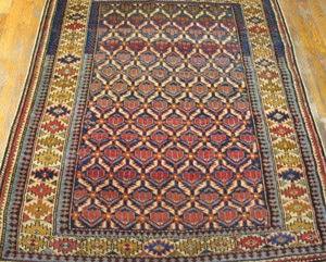 Antique Caucasian Rug - 19618 | Caucasian 4' 0'' x 4' 8'' | Navy, Origin Caucasus, Circa: 1900