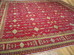 Antique Indian Rug - 4554 | Indian 16' 0'' x 16' 0'' | Red, Origin India, Circa: 1920