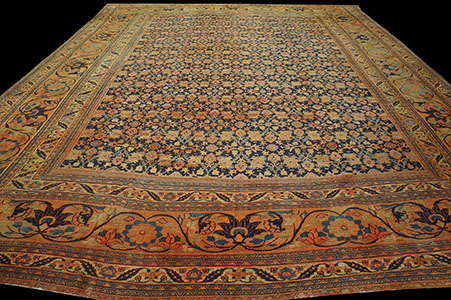 Antique Moud Rug - 17155 | Persian Formal 14' 6'' x 18' 8'' | Navy, Origin Persia, Circa: 1850