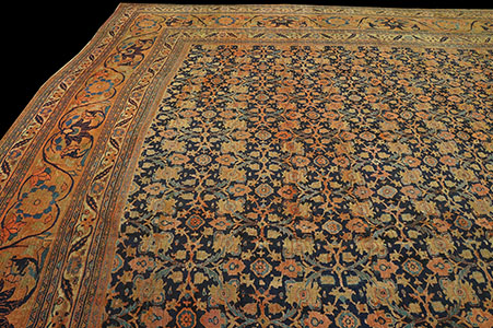 Antique Moud Rug - 17155 | Persian Formal 14' 6'' x 18' 8'' | Navy, Origin Persia, Circa: 1850