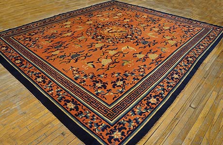 Antique Chinese - Ningxia Rug - 23362 | Chinese 10' 8'' x 12' 0'' | Coral Red, Origin China, Circa: 1800